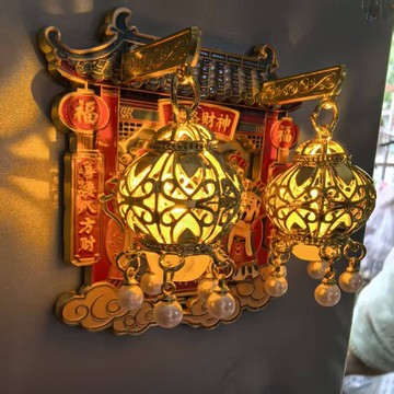 免運🔥限時優惠五路財神禮品金屬發光冰箱貼招財進寶精緻春節禮品過年送禮佳品