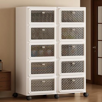 Mr.box  70面寬復古風五層抽屜收納櫃-附滑輪 (白色)