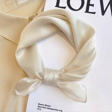 氣質絲綢絲巾100%桑蠶絲小方巾女純色百搭韓版高檔送禮裝飾小絲巾 鑫弘-素時衣櫥