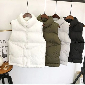 S-4XL 大尺碼背心外套 秋冬無袖立領馬甲 大碼外套 外穿百搭短款寬鬆顯瘦 無袖背心 保暖背心 棉服 vk