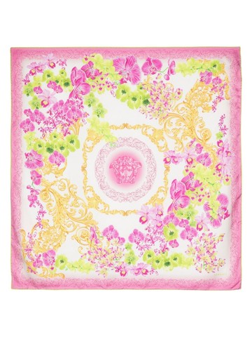 Versace - Barocco-print silk scarf - women - Silk - One Size - White