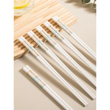 時光山茶花陶瓷筷子易洗耐高溫抗菌防霉不變形骨瓷快衛生餐具散裝