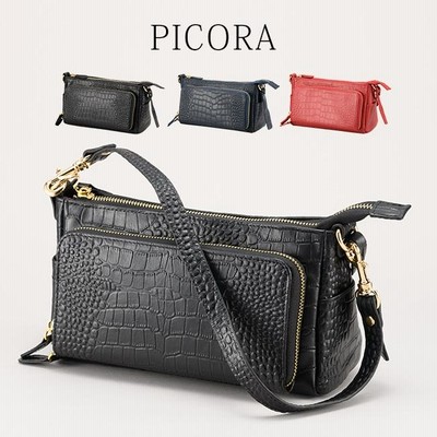PICORA ピコラ クロコ調ウォレットショルダー(お財布 ショルダー お財布ポシェット ショルダーバッグ ミニ コンパクト)