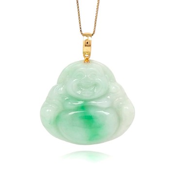 【正佳珠寶】翡翠 芙蓉種飄陽綠 彌勒大肚佛 6.4g 天然A貨翡翠