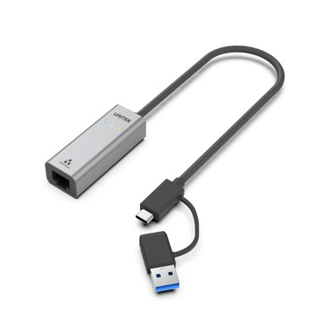 UNITEK Y-3465A USB-C 轉千兆位元乙太網路轉接器，附 USB-A 轉接器(兩年保固)
