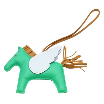 HERMES 愛馬仕 Rodeo Pegase MM 吊飾 飛馬 綠/藍色 Agneau milo羊皮 Z刻 【二手名牌BRAND OFF】