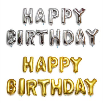 【現貨】Happy Birthday生日派對16吋英文字母金銀鋁箔氣球 (無充氣) 13字入