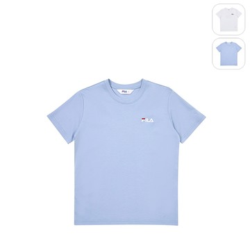 【FILA】KIDS 孩童款 短袖圓領T恤-灰藍 1TEZ-4432-BU