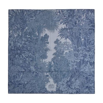 Hermes 愛馬仕 AllOrto Botanico di Palermo 140 手工捲邊喀什米爾與真絲混紡方巾(雲紋灰/淺海軍藍/灰)