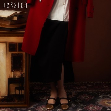 JESSICA - 優雅氣質修身不規則皺褶長裙235107