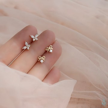 SUMMER 銀飾💫［S925純銀］可愛迷你蝴蝶結🎀小耳針 純銀耳環 銀飾品
