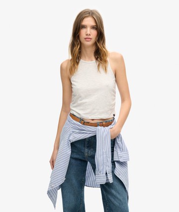 Superdry Women's Women's Ruched Tank Top Grey / Starlight Grey Marl - Size: 12 Size: 8