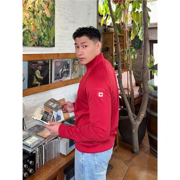 紅色限定lulu同款立領拉鏈衛衣男春季新款肌理感休閑運動開衫外套