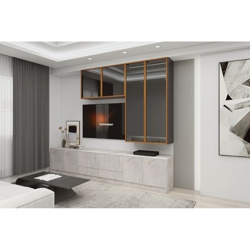 客廳系統家具 電視櫃+壁櫃-現代(全門板) SD013