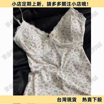 【限時下殺】可外穿甜美修身胸墊睡裙 吊帶睡衣 吊帶短裙 法式睡衣 碎花睡衣 連體短裙 薄款睡衣 純欲風睡裙 年輕活力甜美