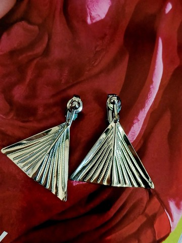 vintage jewelry  古典金屬垂墜魚尾 夾式耳環