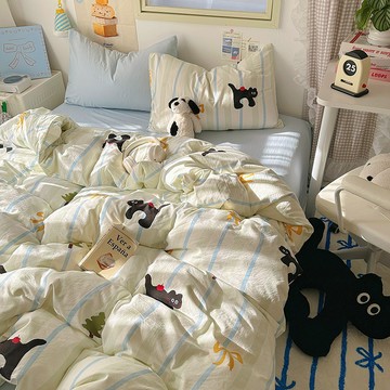 親膚水洗棉床包組 床包四件組 超柔印花 卡通 學生 宿舍 三件套 家用套件 禮品