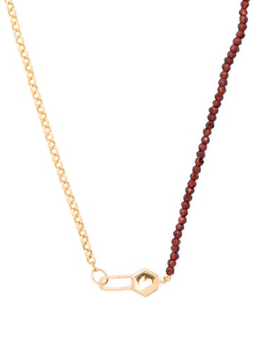 Rachel Jackson - asymmetric padlock Garnet necklace - women - Garnet/Gold Plated Silver - One Size