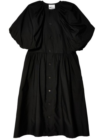 Noir Kei Ninomiya - pleated puff-sleeve cotton dress - women - Cotton - L - Black