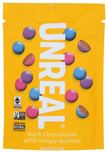 Unreal Crispy Quinoa Gems Candy Vegan Gluten Free Dark Chocolate 6 oz