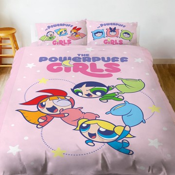 戀家小舖【女孩出動】雙人床包含二件枕套 飛天小女警 卡通 台灣製造