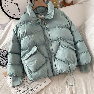 綠色加厚短款面包服女新款冬裝搭配小個子棉衣新品棉襖棉服