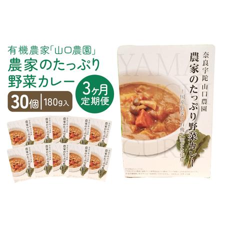 ふるさと納税 定期便 ３ヶ月 農家のたっぷり野菜カレー ３０個 月１回 ／ 山口農園 有機野菜 オーガニック 伝統野菜 レトルト カレー キャンプ .. 奈良県宇陀市