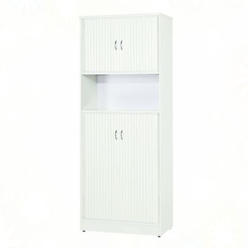 文創集-南亞塑鋼     曼尼 南亞塑鋼2.4尺捲簾上＆下雙拉門中空高鞋櫃-72.6x34.3x182cm免組