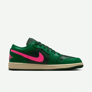 Nike 休閒鞋 Wmns Air Jordan 1 Low 女鞋 綠 黑 螢光粉 AJ1 喬丹