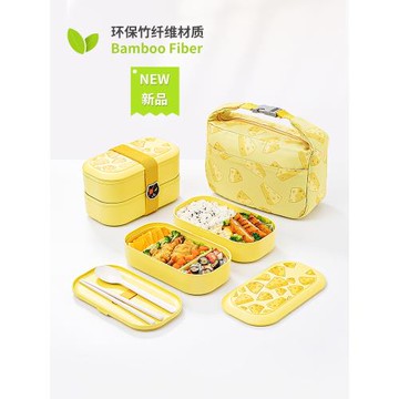 KAKACAT日式飯盒 分隔抗菌 可微波爐加熱 雙層水果便當盒春游野餐