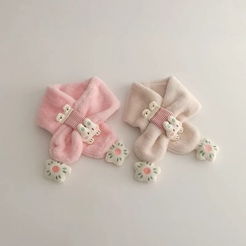 mori🎀mori兒童圍巾寶寶秋冬兔子女童毛絨脖套女孩冬季加厚護頸圍脖