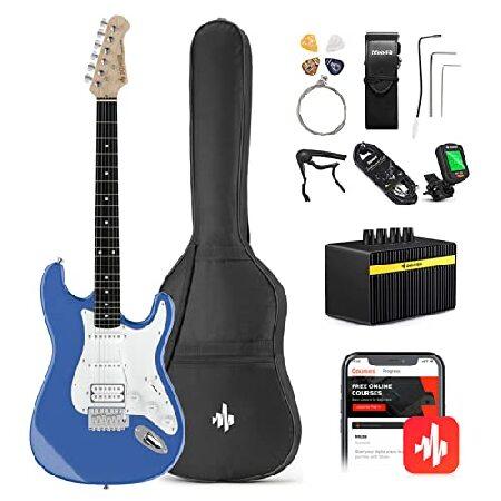 Donner DST-100T 39 Inch Electric Guitar Beginner Kit Solid Body Full Size Lake Blue HSS Pick Up for Starter, with Amplifier, Bag, Digital Tuner, Capo,