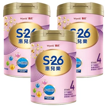 Wyeth 惠氏 S-26 惠兒樂幼童成長配方奶粉 再升級版 4號 3~7歲  3罐  850g