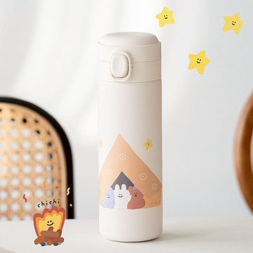 【慢慢挑xChiChi 87小兔-彈蓋極輕450ml保溫杯】星空露營款