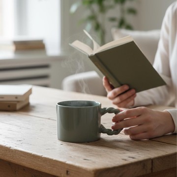 【質感陶瓷馬克杯】霧綠陶瓷馬克杯 290ml -手工溫潤設計