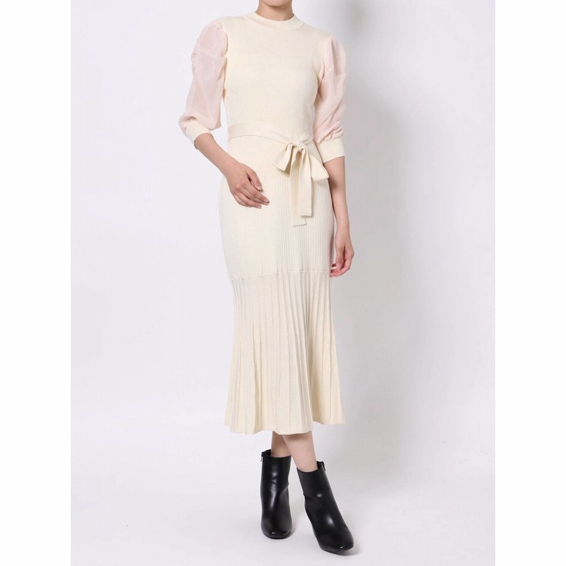 公式 Dazzlin ダズリン シフォンスリーブマーメイドニットワンピース 通販 Lineポイント最大get Lineショッピング