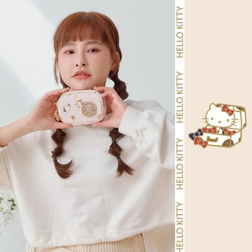 [520我愛你]【Hello Kitty】飛航凱蒂-雙層零錢包(米色)
