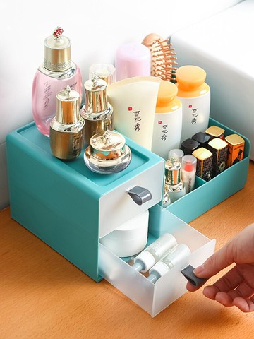 化妝品收納盒宿舍桌面護膚品口紅面膜整理盒家用梳妝臺雜物置物架