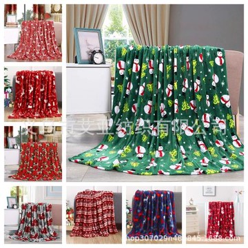 圣誕節圣誕老人法蘭絨數碼印花毛毯雪花裝飾蓋毯休閑毛毯定 制