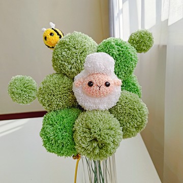 毛球花瓶 - 羊咩球球與小嗡