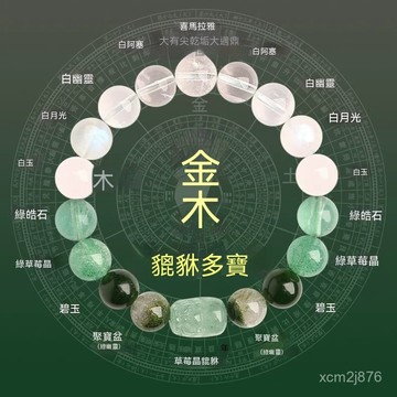 🙏🏻紫南宮過爐 開光🔥五行金木缺補喜用手鏈男女天然水晶貔貅多寶手串木金平衡吉祥飾品 P3XC