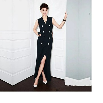 現貨+預購 洋裝無袖連身裙-無袖雙排扣連身裙女裙子74jy3【獨家進口】【米蘭精品】