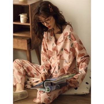 2025年新款睡衣女春秋純棉長袖長褲大碼簡約秋季女款家居服套裝