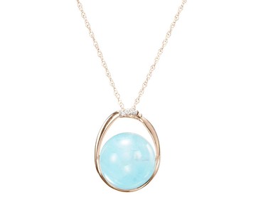 海藍寶鑽石項鍊 14k黃金項鍊 簡約波浪墜子鎖骨鍊 三月誕生石項鍊