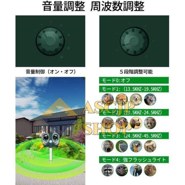 猫よけ 動物撃退器 鳥害対策 害獣撃退 猫よけ超音波 ソーラー充電 電池給電＆USB充電＆LED強力フラッシュライト 猫撃退 猫退治 モグラ退治