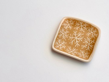 絞胎瓷盤一雪花
