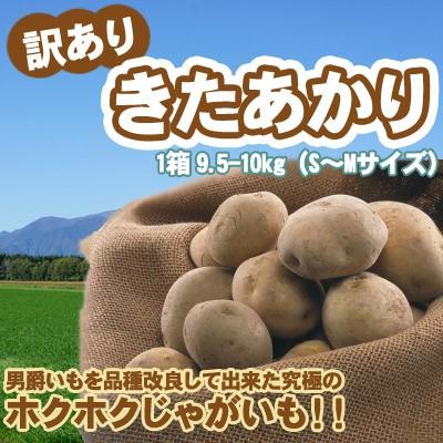 きたあかり 訳あり 北海道 じゃがいも S-Mサイズ9.5-10kg前後 送料無料 沖縄は送料別途加算 キタアカリ 御歳暮 クリスマス 正月