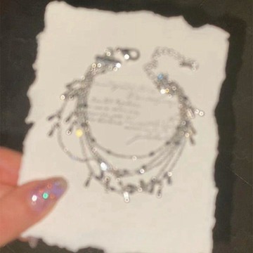 🎆限時下殺🎆「人鱼泪」韩系爆闪多层水滴流苏手链清冷感小众高颜值气质手饰女 手鏈 情侶手鏈