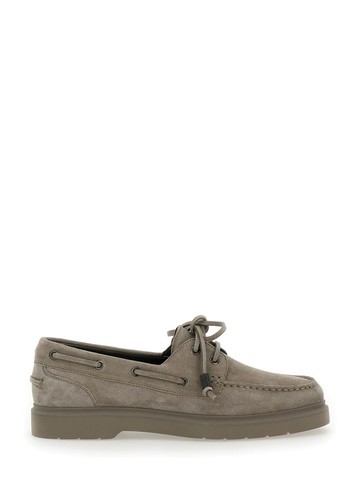 Brunello Cucinelli Boat Loafers With Jewelry Details In Suede