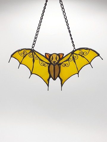 彩色玻璃蝙蝠裝飾品蝙蝠翅膀萬聖節彩色玻璃捕夢網